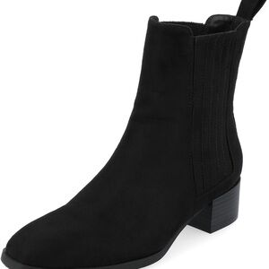 Journee Collection Black Suede Ankle Booties